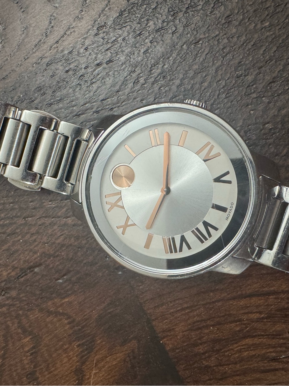 Movado BOLD Stainless Steel Watch with Rose Gold Accents - Picture 12 of 16